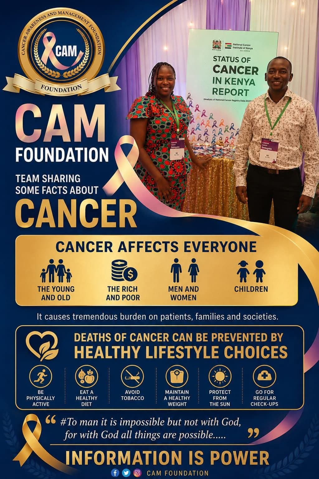 CAM Foundation team at the National Cancer Institute of Kenya's Status of Cancer in Kenya report launch.